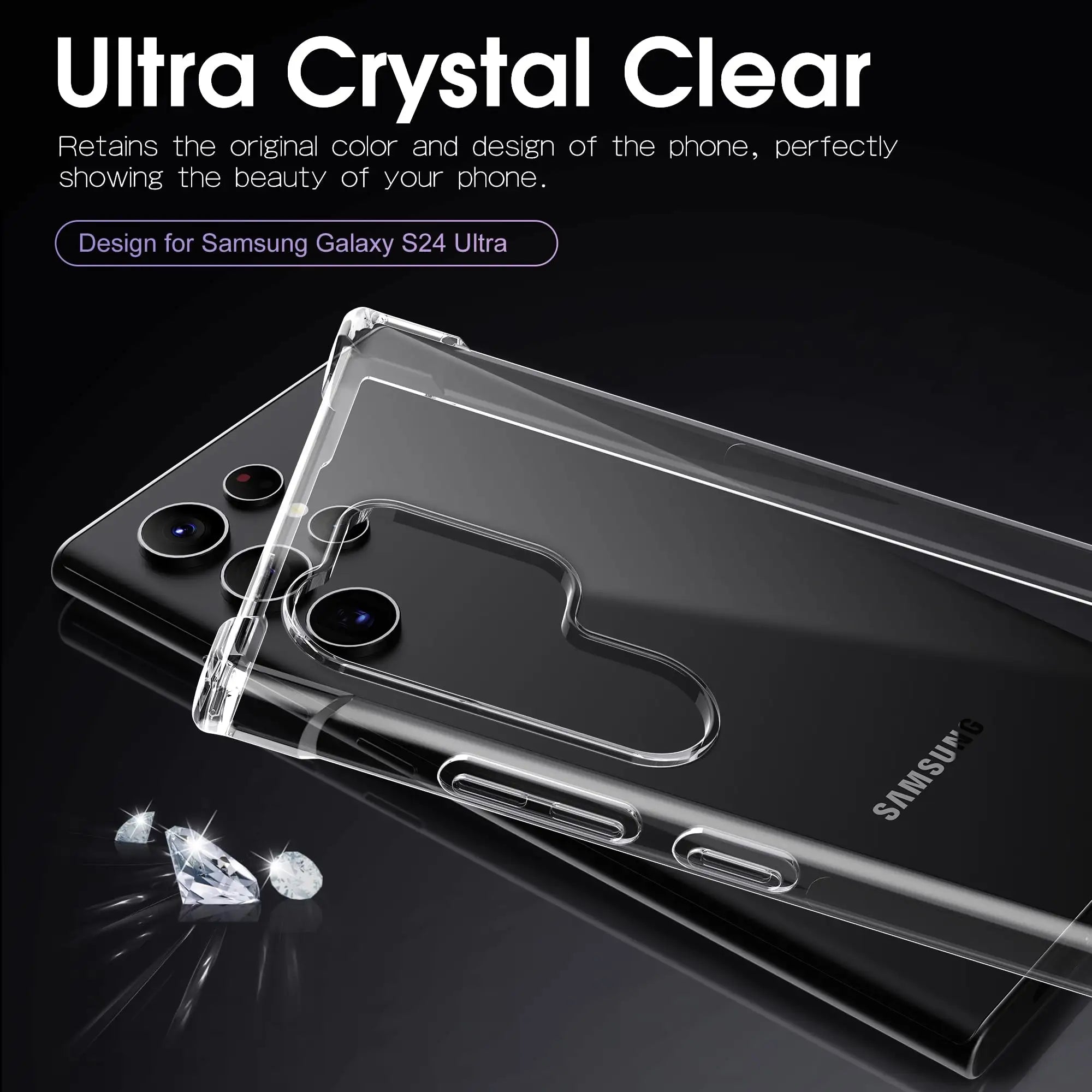 Ultra Slim Shockproof Transparent Clear TPU Phone Case for Galaxy S24 Ultra